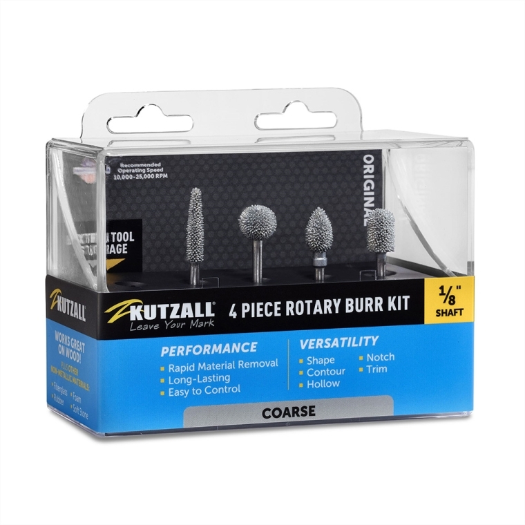 Kutzall 4-Piece Burr Kits for Rotary Tools, 1/8'' Shaft - full pic 