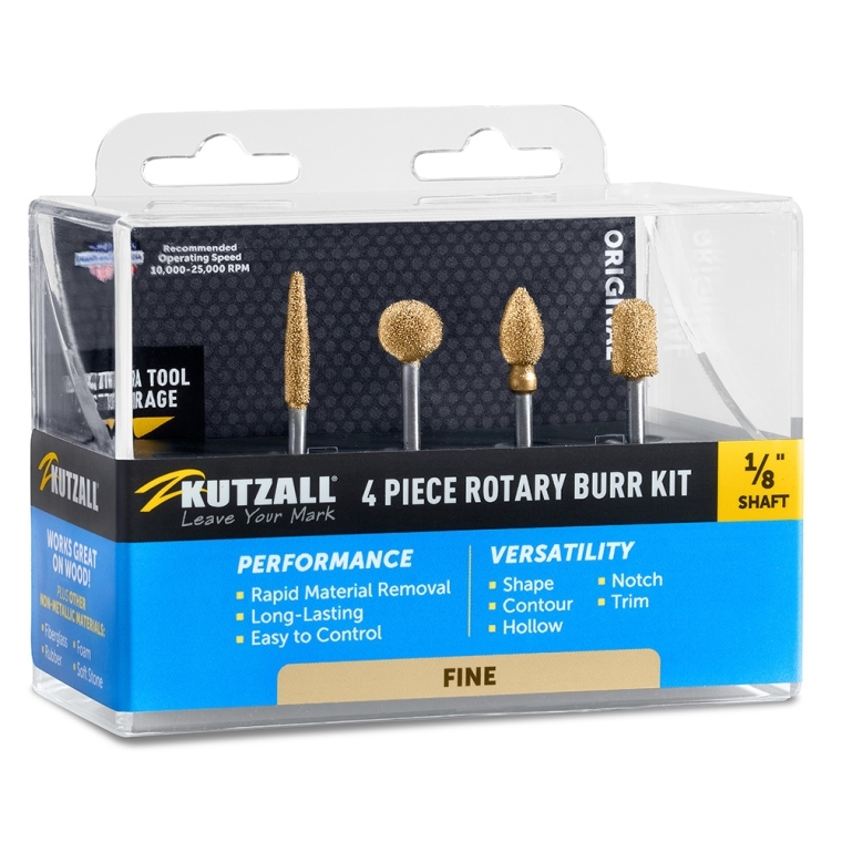 Kutzall 4-Piece Burr Kits for Rotary Tools, 1/8'' Shaft - full pic 