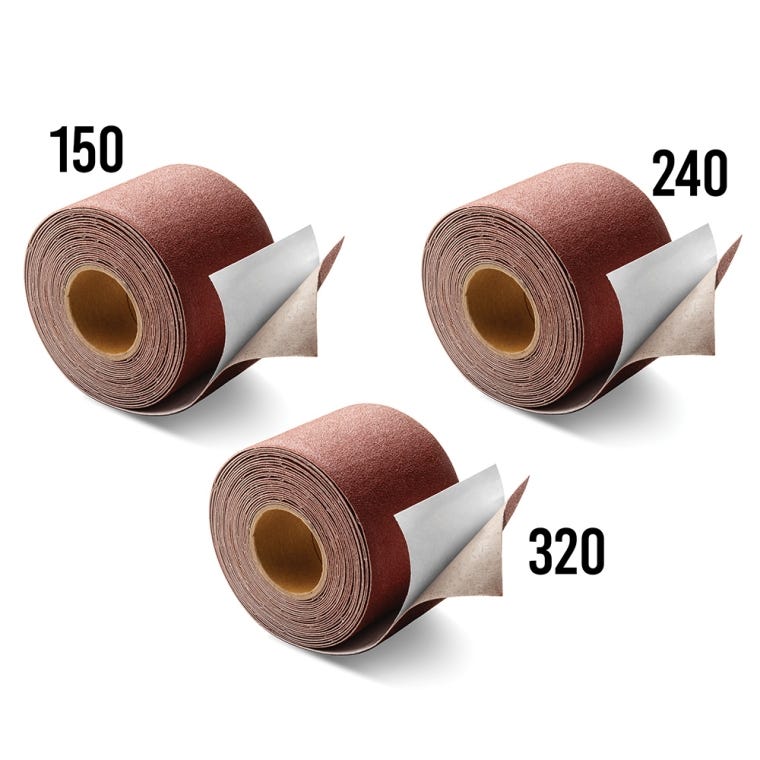 Rockler 2-3/4''W Pressure-Sensitive Adhesive Sanding Roll 3-Pack, 150-Grit, 240-Grit and 320-Grit - full pic 
