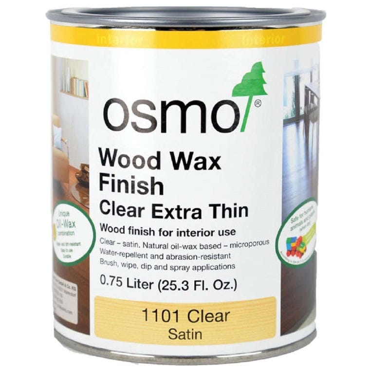 Osmo Wood Wax Finish, Extra-Thin, Clear Satin 1101, 0.75L - full pic 