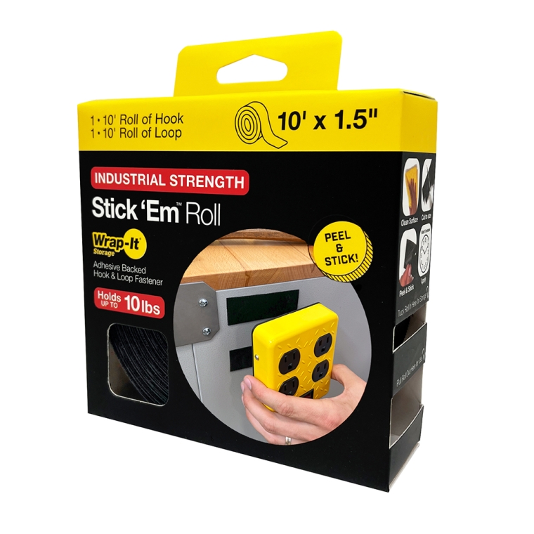 Wrap-It Stick 'Em Adhesive-Backed Hook-And-Loop Roll, 15' x 1'' - full pic 