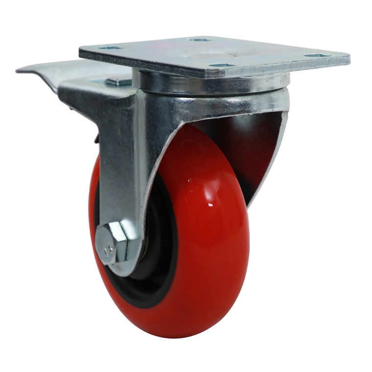 3'' 250-lb. Heavy Duty Polyurethane Caster, Swivel w/Total Lock Brake - full pic 