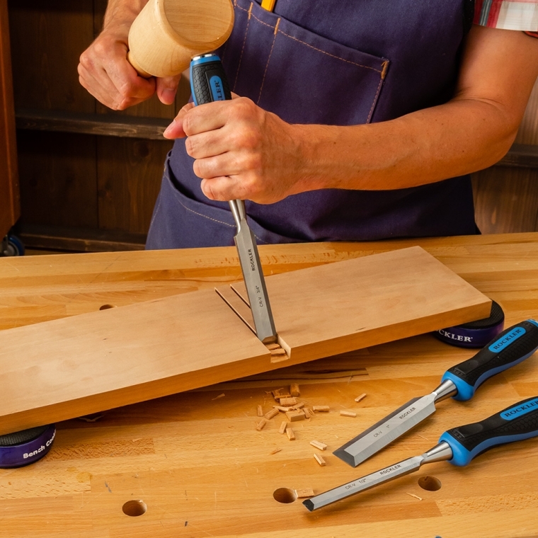 Rockler 5-Piece Through-Tang Chisel Set Plus Honing Guide and Stone - full pic 