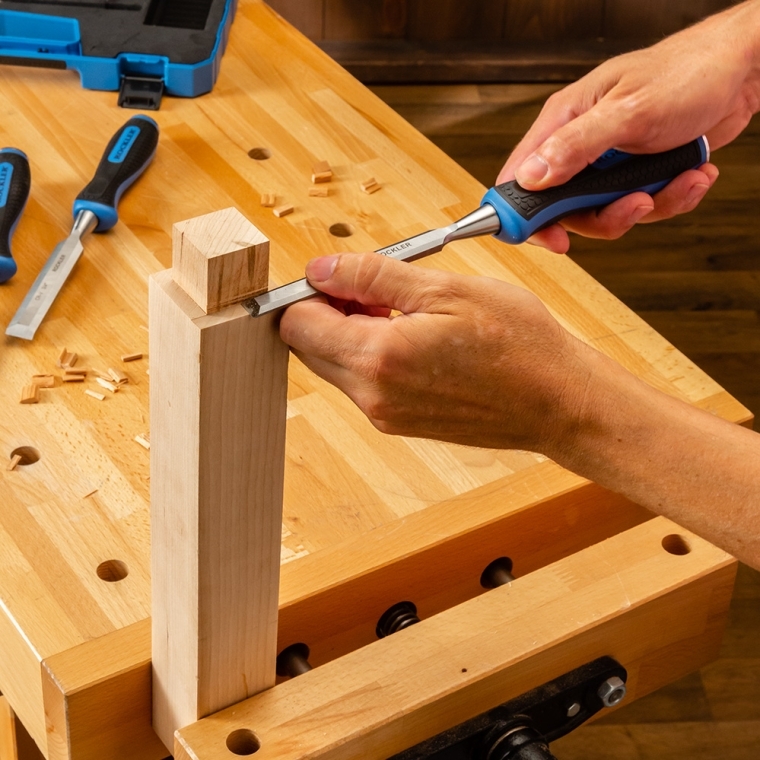 Rockler 5-Piece Through-Tang Chisel Set Plus Honing Guide and Stone - full pic 