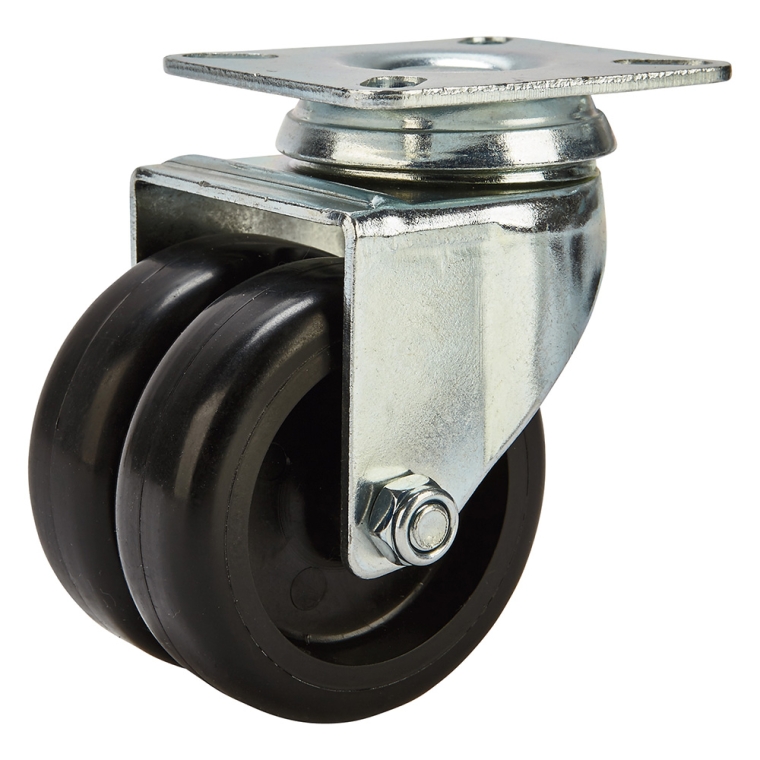 2'' 180-lb. Dual-Wheel Non-Marking Polyolefin Caster, Swivel - full pic 