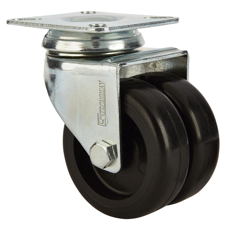2'' 180-lb. Dual-Wheel Non-Marking Polyolefin Caster, Swivel - full pic 