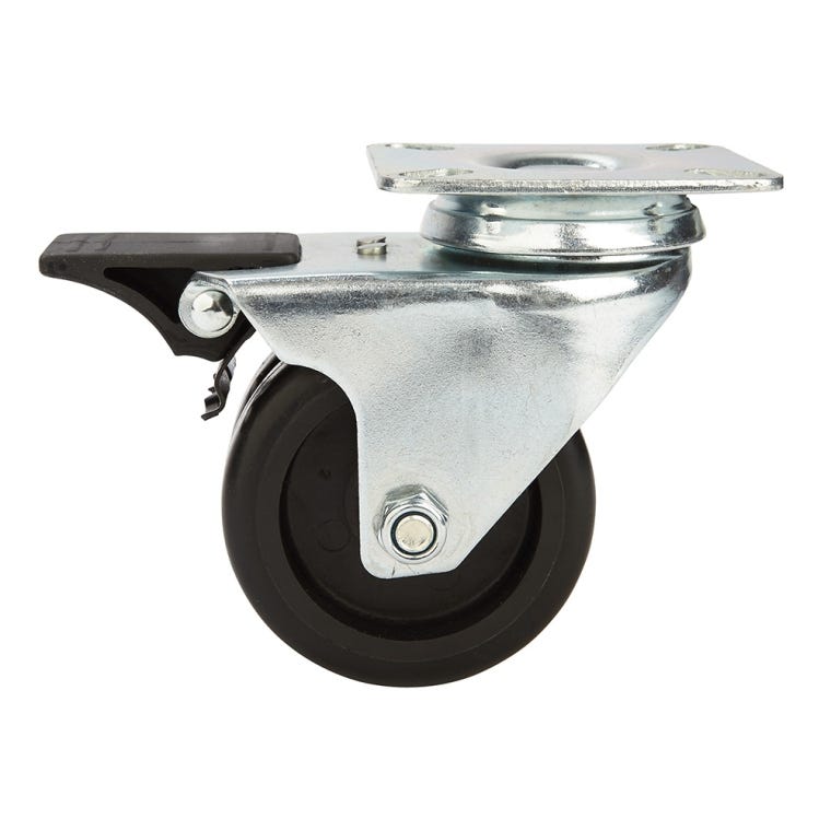 3'' 220-lb. Dual-Wheel Non-Marking Polyolefin Caster, Swivel w/Total Lock Brake - full pic 