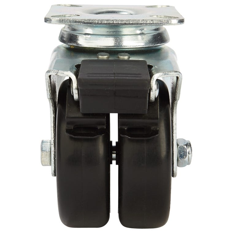 3'' 220-lb. Dual-Wheel Non-Marking Polyolefin Caster, Swivel w/Total Lock Brake - full pic 