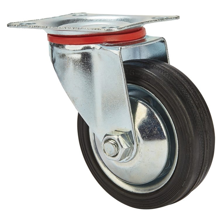 3'' 110-lb. Steel-Hub Rubber Caster, Swivel - full pic 
