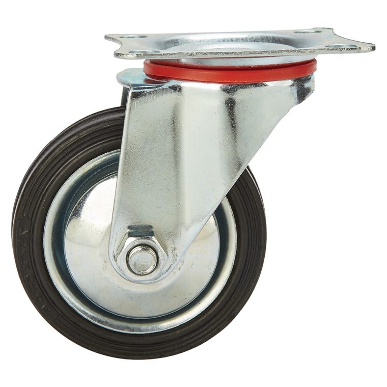 3'' 110-lb. Steel-Hub Rubber Caster, Swivel - full pic 