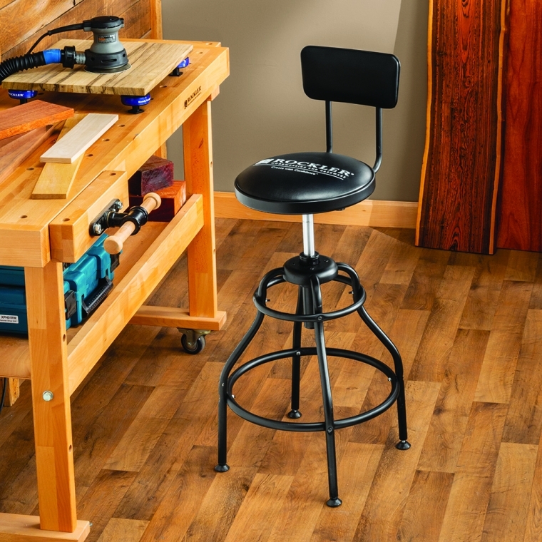 Rockler Pneumatic Shop Stool with Adjustable Backrest - full pic 