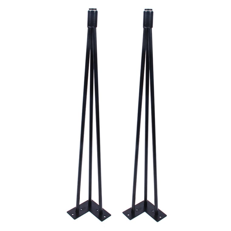 28'' I-Semble 3-Rod Hairpin Table Legs w/Adjustable Feet, 4-Pack, Black - full pic 