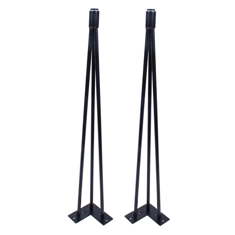 I-Semble 3-Rod Hairpin Table Legs w/Adjustable Feet, 4-Pack, Black - full pic 