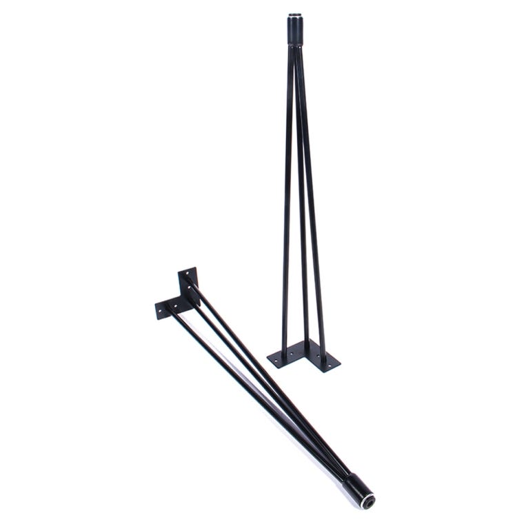 28'' I-Semble 3-Rod Hairpin Table Legs w/Adjustable Feet, 4-Pack, Black - full pic 