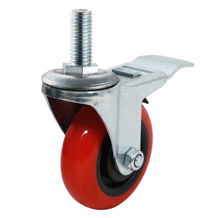 4'' 300-lb. Heavy Duty Stem-Mount Polyurethane Caster, Swivel w/Total Lock Brake - full pic 