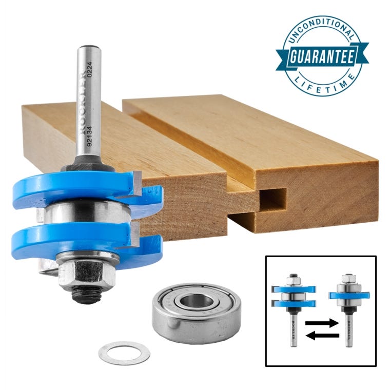Rockler Tongue and Groove Router Bit - 1/4" H x 1/4" Shank x 3/8'' Depth of Cut - full pic 