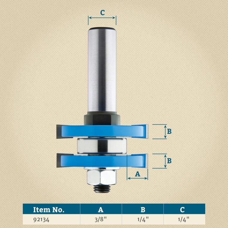 Rockler Tongue and Groove Router Bit - 1/4" H x 1/4" Shank x 3/8'' Depth of Cut - full pic 