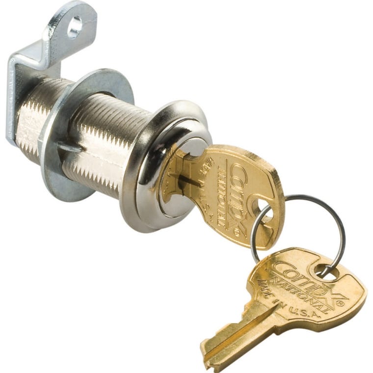 1-3/16" Long Cylinder Lock - Antique brass, keyed alike - full pic 