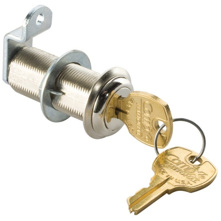 1-3/4" Long Cylinder Lock - Antique Brass, keyed differently - full pic 