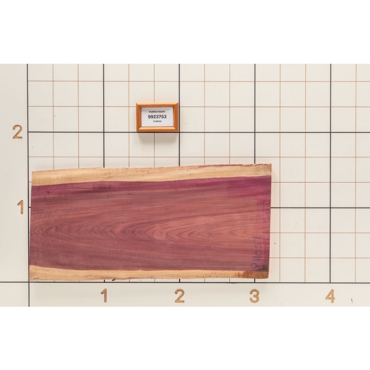Purpleheart Live Edge Slab, 18''W x 37''L x 1-1/8'' Thick - main pic