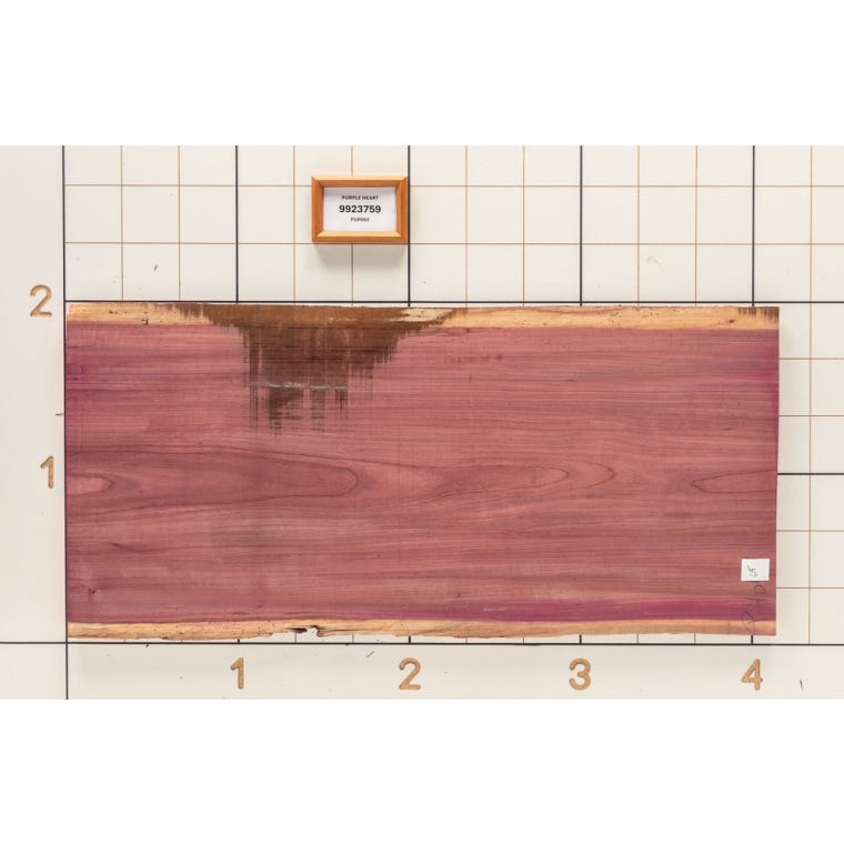 Purpleheart Live Edge Slab, 22-3/4''W x 49''L x 1-1/8'' Thick - main pic