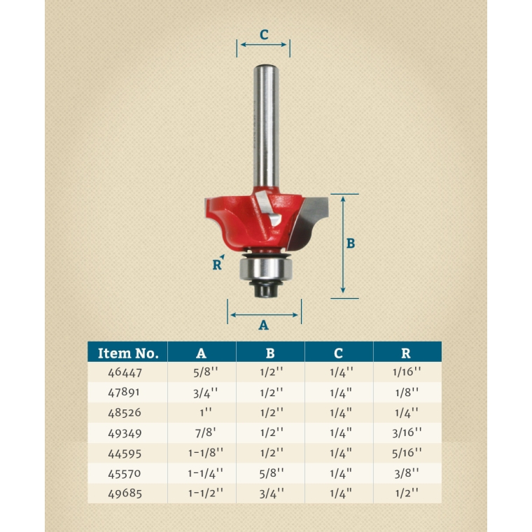 Freud&reg; Rounding Over Router Bits - 1/4" Shank - full pic 