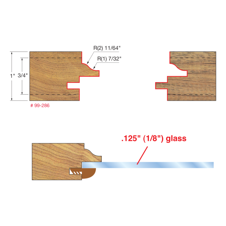 Freud&reg; 99-286 Glass Panel Cabinet Door Router Bit Set - 2" Dia x 1-3/32" H x 1/2" Shank - full pic 