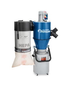 Dust Right Wall-Mount HEPA Cyclone Dust Collector, 1250 CFM