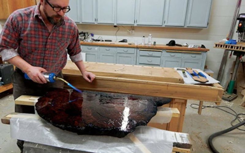 using a butane torch to remove bubbles in epoxy