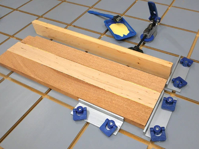 example of clamping up several boards to create a panel