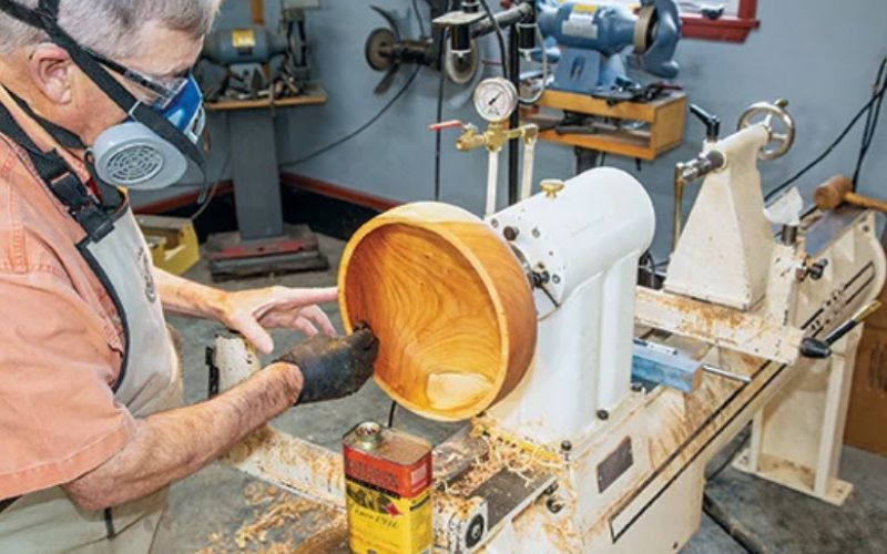 finishing a project on a lathe