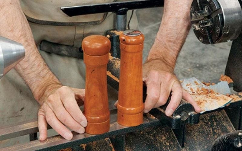 sale and pepper shakers made using wood lathe
