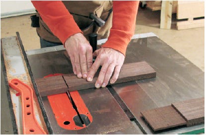 Using miter gauge to guide tenon cuts
