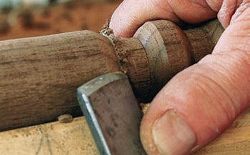 Cutting a half bead with a skew chisel