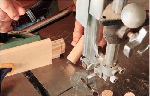 Cut dowels for toy boat
