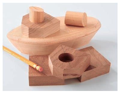 Toy tugboat parts wood selection