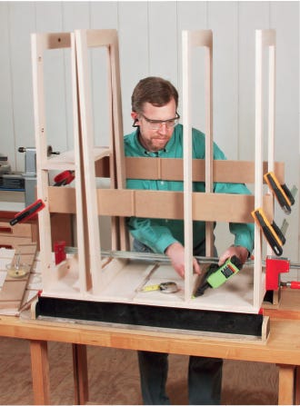 Putting together framework for shaker dresser