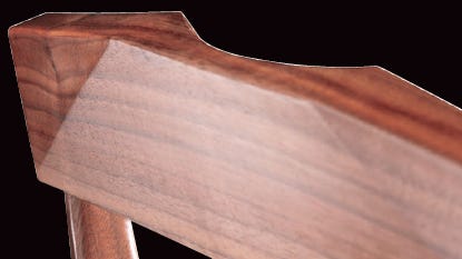 Close-up on finished indent on top rail