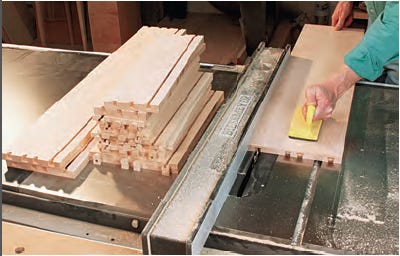 Cutting out drawer sockets with table saw