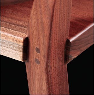 Close-up of completed chair leg joint