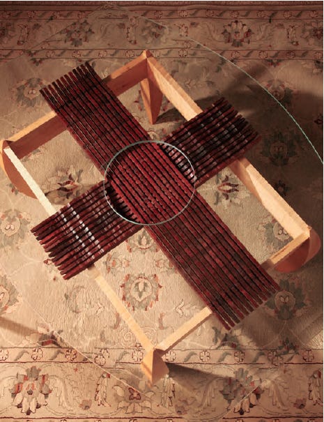 Final look at assembled coffee table lattice pattern