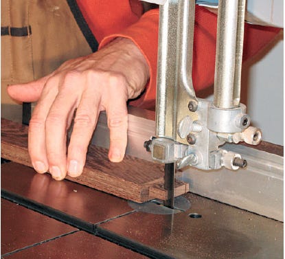 Cutting wedges installation locations on band saw