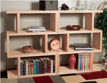 Modular bookshelf unit without the center shelf