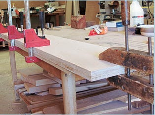Clamping shelves and allowing them to cure
