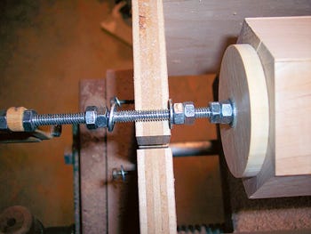 Using jamb nuts and washer to secure blanks to jig