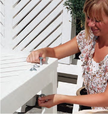 Securing patio furniture with carriage bolts, washers and wing nuts