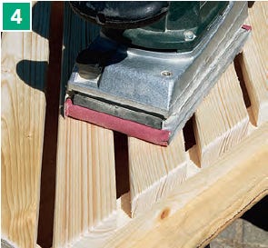 Sanding smooth patio table slats