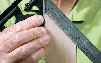 Checking miter cut with a combo square