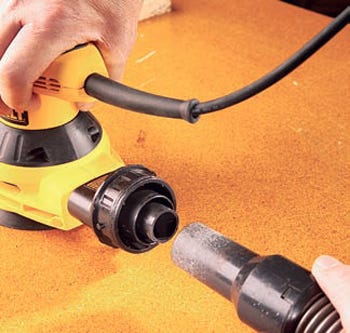 Vacuum hose connector for sander