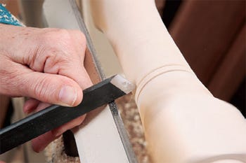 Cutting V-groove with skew chisel toe